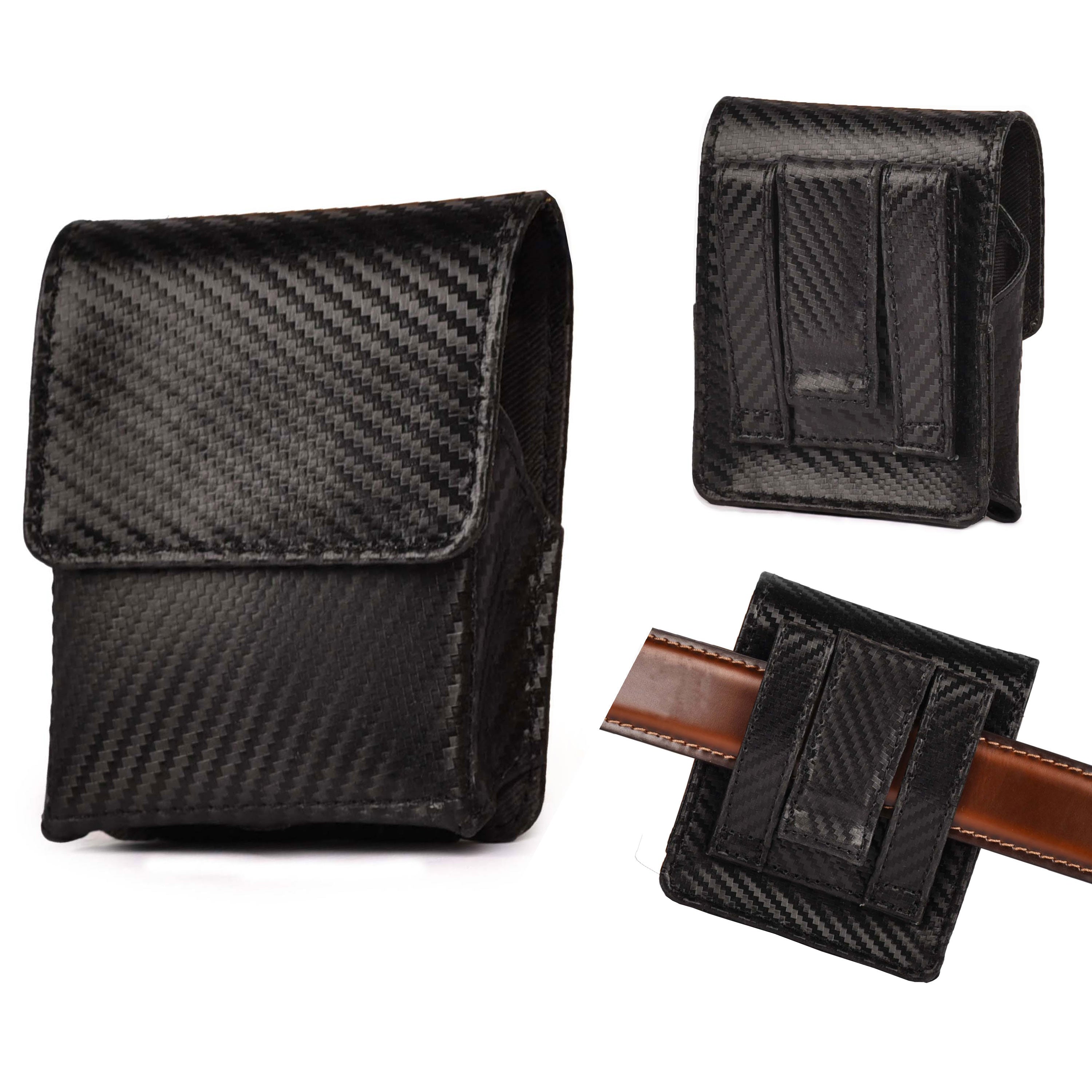 Carbon Fiber Genuine Leather Flip Phone Holster with Belt Clip Universal Cell Phone Pouch for Samsung Galaxy Z Flip 6/Z 5/ Galaxy Z 4/ Z 3 5G/ Motorola Moto Razr 2024