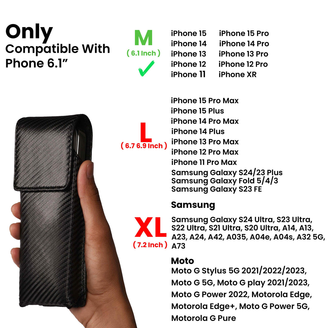 LEATHER VILLAGE Carbon Fiber Genuine Leather Phone Holster with Belt Clip - Available in Black, Brown, Tan