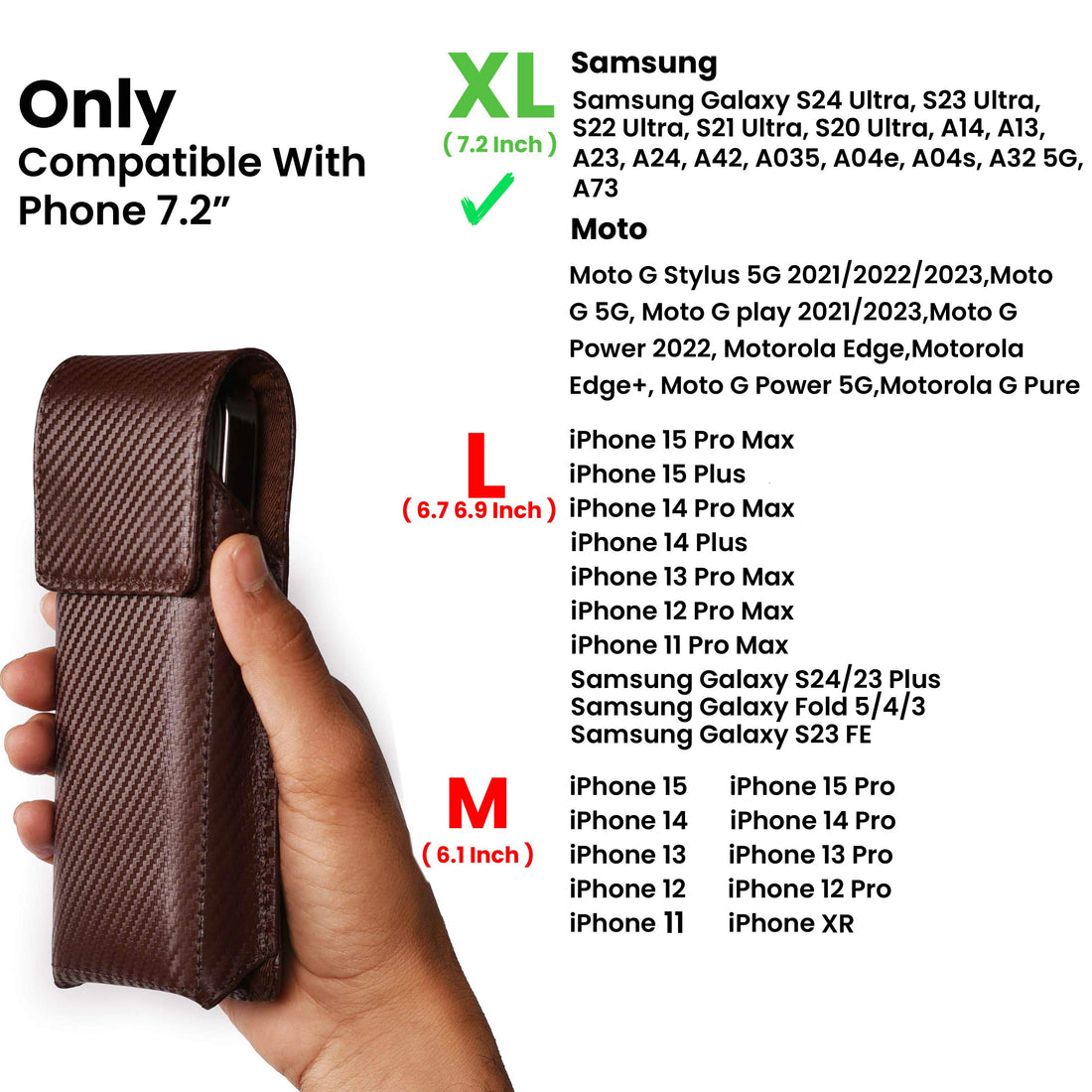 LEATHER VILLAGE Carbon Fiber Genuine Leather Phone Holster with Belt Clip - Available in Black, Brown, Tan