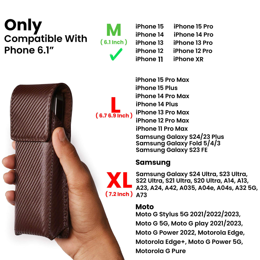 LEATHER VILLAGE Carbon Fiber Genuine Leather Phone Holster with Belt Clip - Available in Black, Brown, Tan