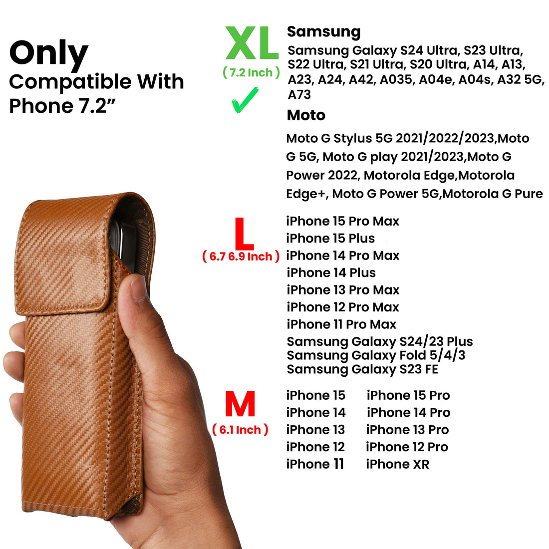 LEATHER VILLAGE Carbon Fiber Genuine Leather Phone Holster with Belt Clip - Available in Black, Brown, Tan