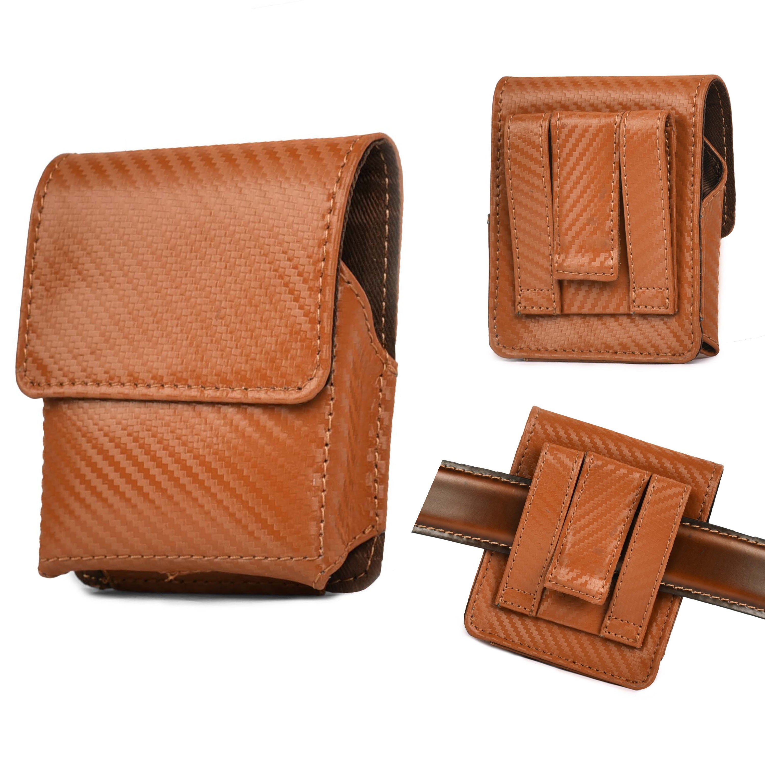 Carbon Fiber Genuine Leather Flip Phone Holster with Belt Clip Universal Cell Phone Pouch for Samsung Galaxy Z Flip 6/Z 5/ Galaxy Z 4/ Z 3 5G/ Motorola Moto Razr 2024