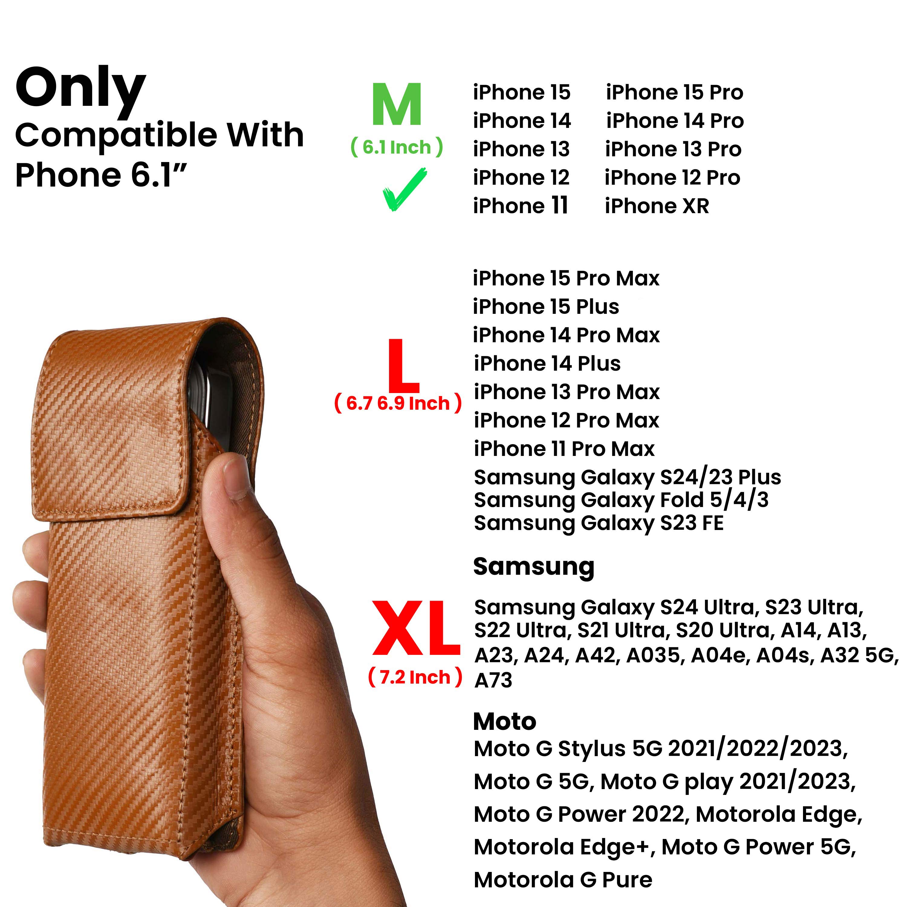 LEATHER VILLAGE Carbon Fiber Genuine Leather Phone Holster with Belt Clip - Available in Black, Brown, Tan