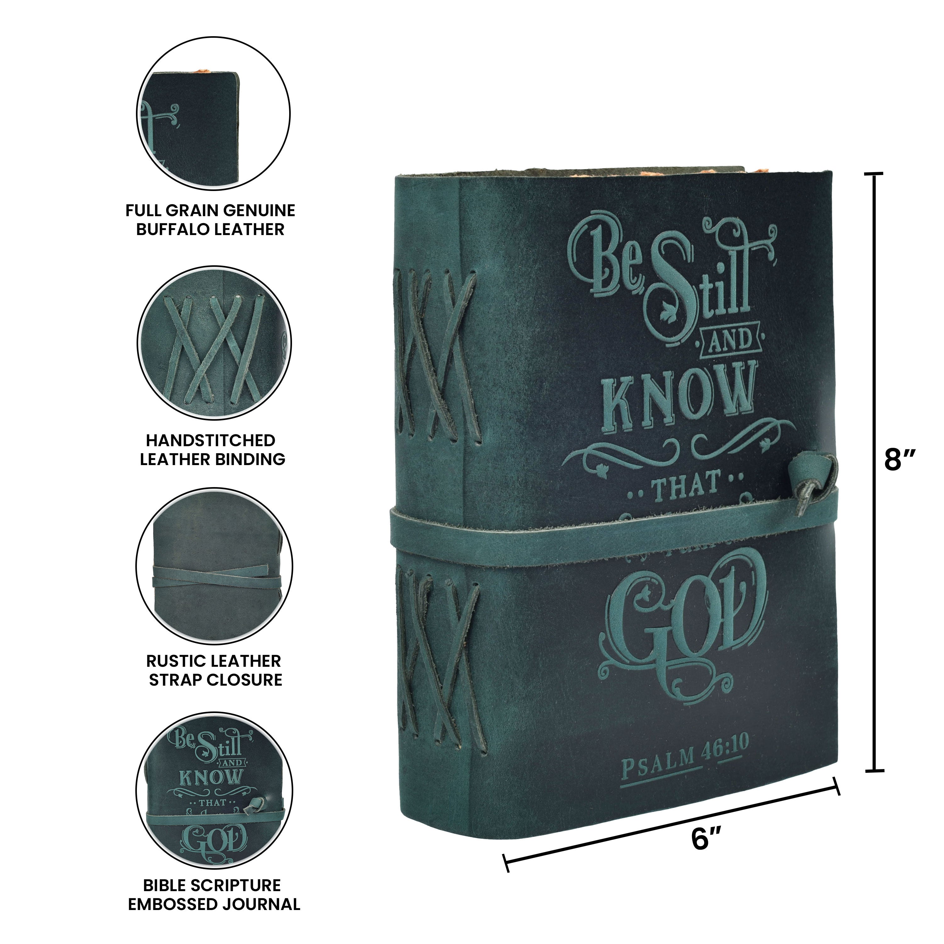 Prayer Journal Psalm 46:10 Embossed Journal Leather Bound Bible Study Journal - 200 Pages Handmade Cotton Deckle Edge Paper for Drawing, Writing & Sketching