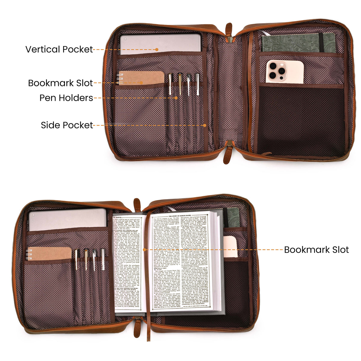 Handmade Vintage Leather Bible Cover for Men & Women - Large Protective Bible Case & Organizer for Church, Travel & Study Christian Religious Antique Bookmark