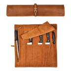 Genuine Leather Knife Roll Case - Tan Leather Village