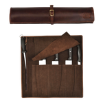 Genuine Leather Knife Roll Case - Rustic Brown