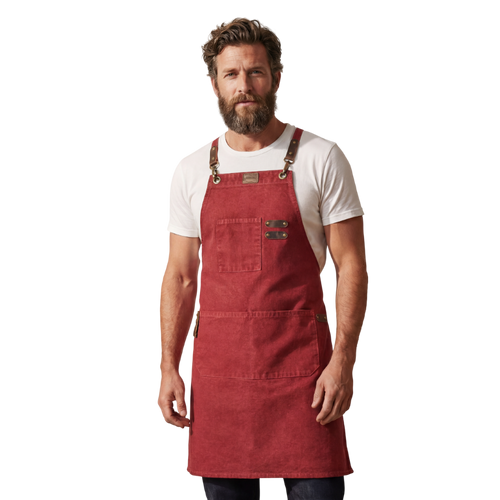 Leather Village canvas cross back work apron for men durable