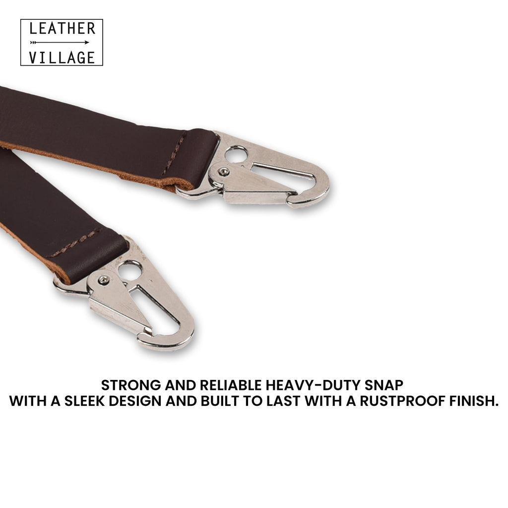 Leather Suspenders for Men & Women Adjustable Y-Back Braces with Snaps Vintage Classic Style for Any Occasion Leather Village