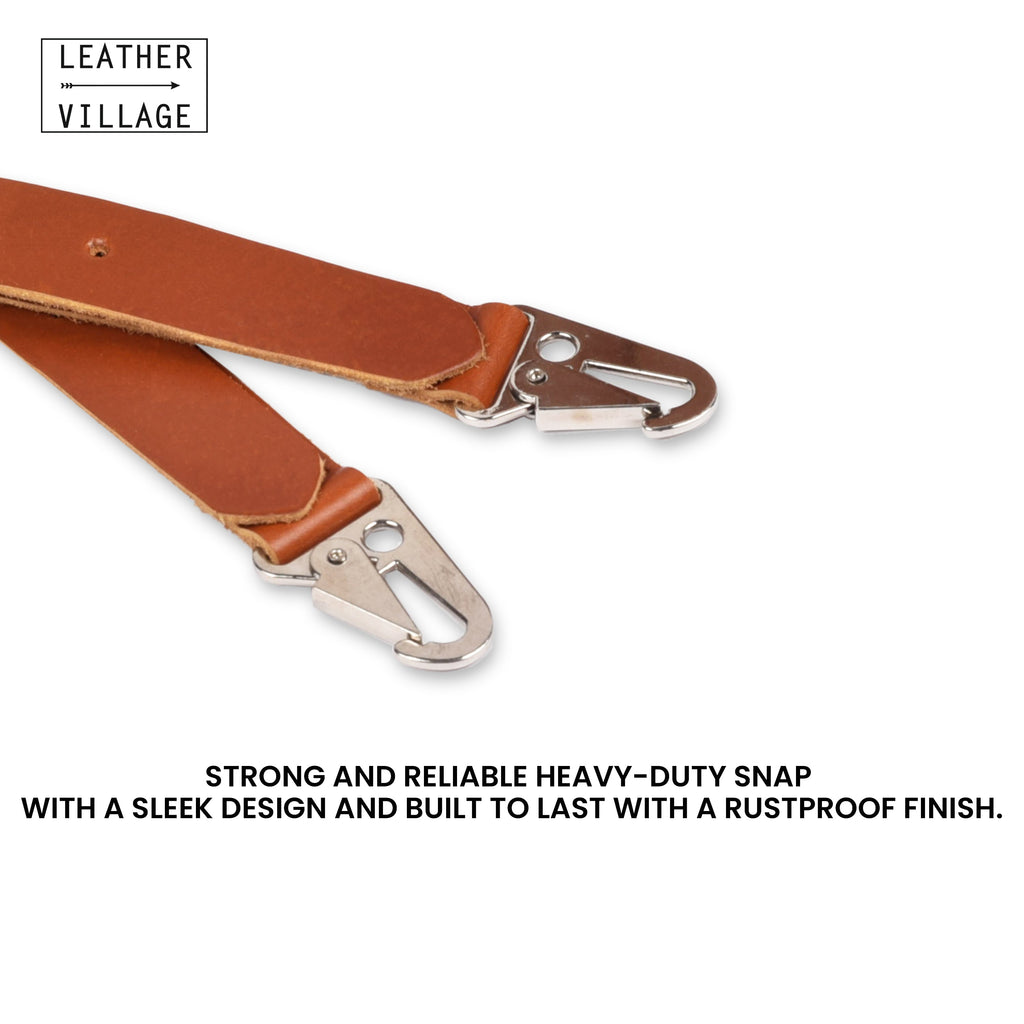 Leather Suspenders for Men & Women Adjustable Y-Back Braces with Snaps Vintage Classic Style for Any Occasion Leather Village
