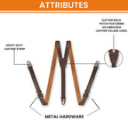 Leather Suspenders for Men & Women Adjustable Y-Back Braces with Snaps Vintage Classic Style for Any Occasion Leather Village