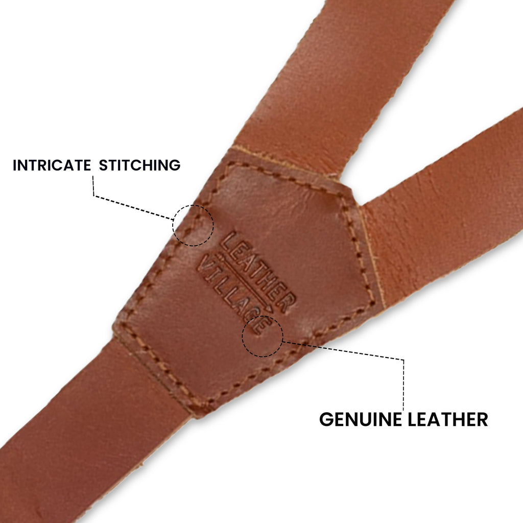 Leather Suspenders for Men & Women Adjustable Y-Back Braces with Snaps Vintage Classic Style for Any Occasion Leather Village
