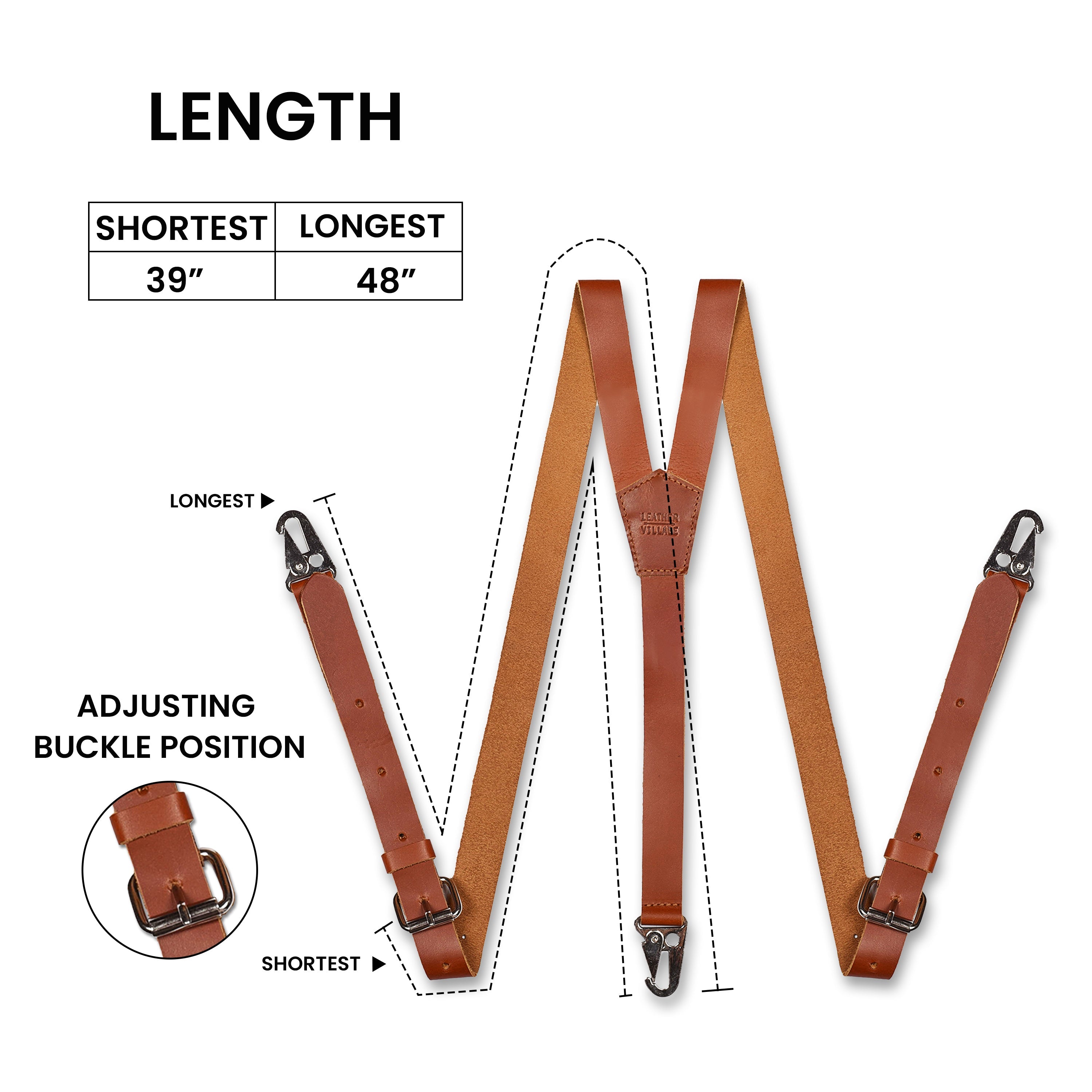 Leather Suspenders for Men & Women Adjustable Y-Back Braces with Snaps Vintage Classic Style for Any Occasion Leather Village