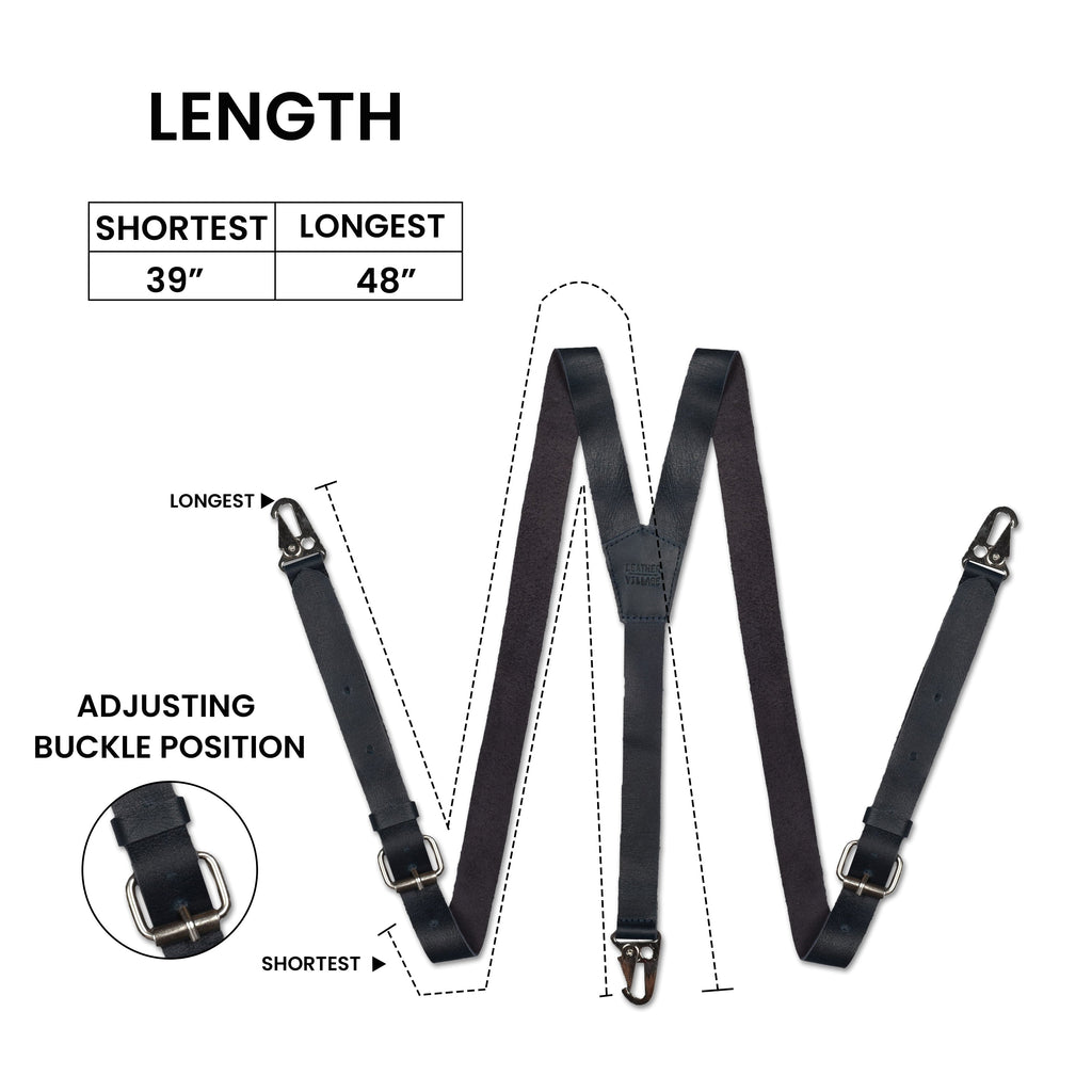 Leather Suspenders for Men & Women Adjustable Y-Back Braces with Snaps Vintage Classic Style for Any Occasion Leather Village