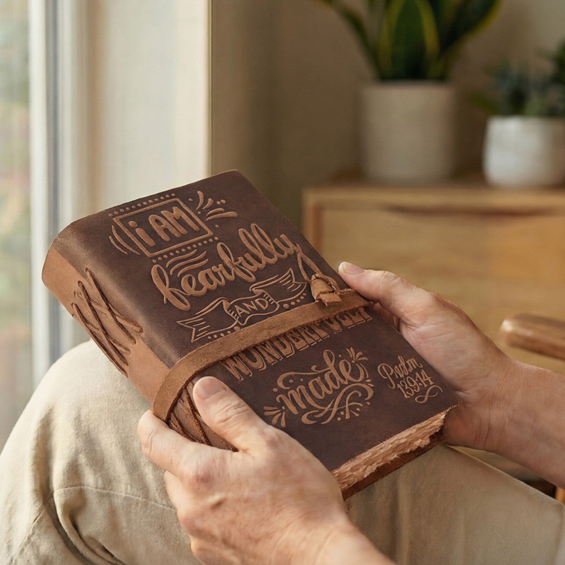 Leather Bound Handmade Christian Bible Journal - Crust