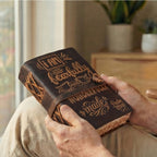 Leather Bound Handmade Christian Bible Journal - Brown