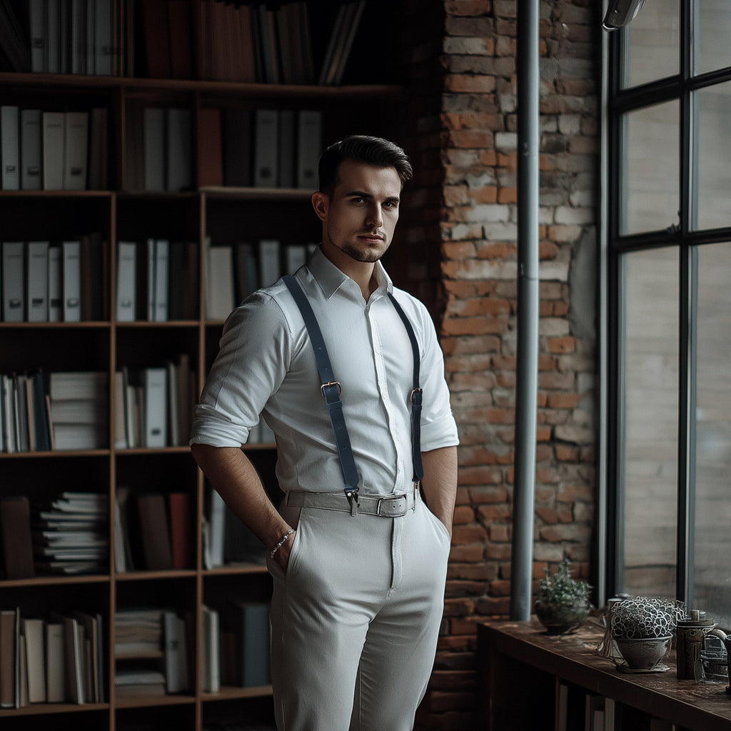 Leather Suspenders for Men & Women Adjustable Y-Back Braces with Snaps Vintage Classic Style for Any Occasion Leather Village