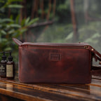 Leather Toiletry Bag for Travel - Cherry