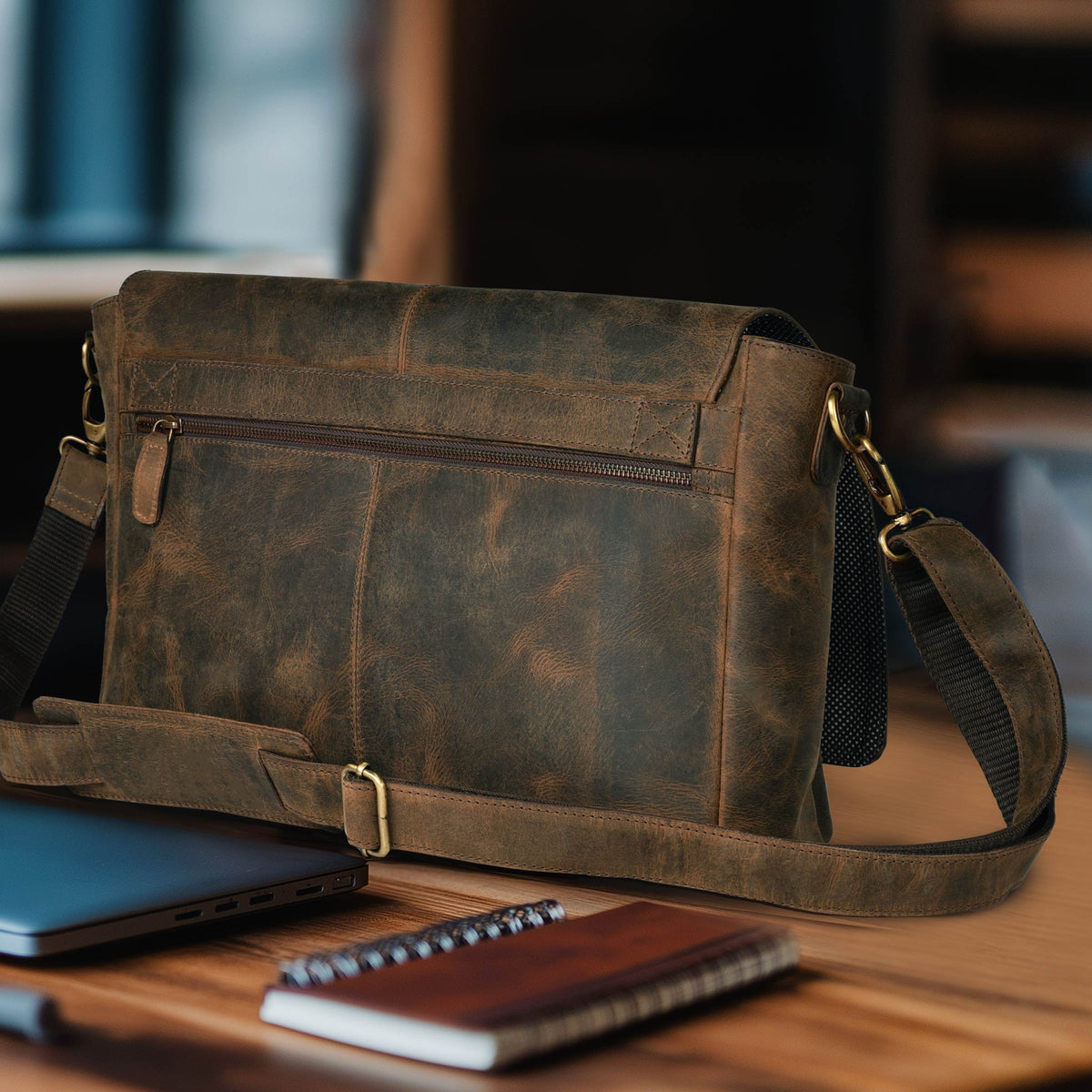 Vintage Handmade Leather Satchel Bag- 15.5 Inch Laptop Messenger Bag, Briefcase Shoulder Bag for Men & Women
