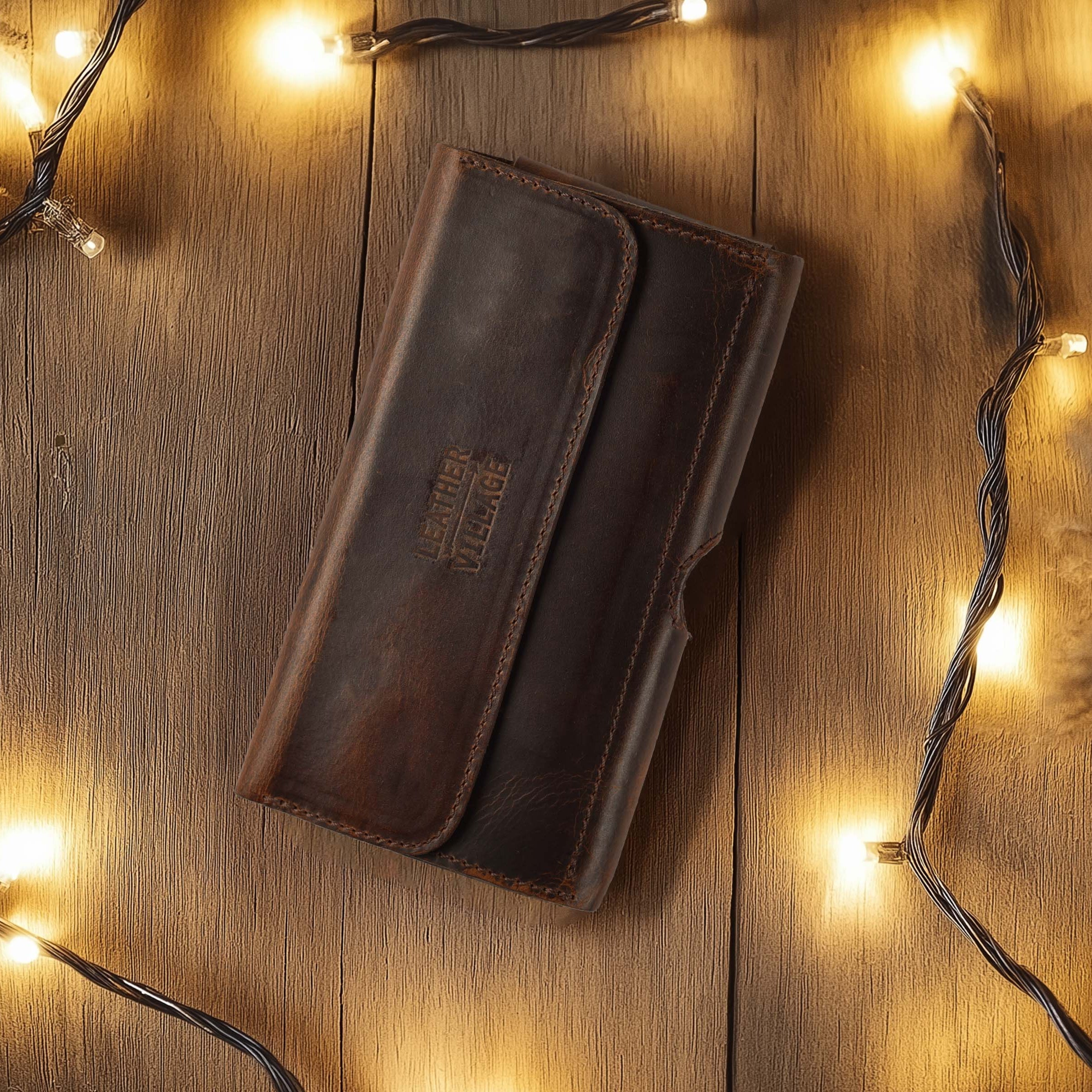 Leather Phone Holster Belt Clip Style for Men – Cell Phone Holsters Leather Belt Pouch – Horizontal Cell Phone Holder for Belt with Magnet Closure – Leather Cell Phone Holder for Belt