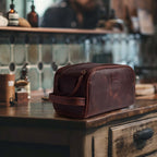 Cherry Leather Toiletry Bag for Travel