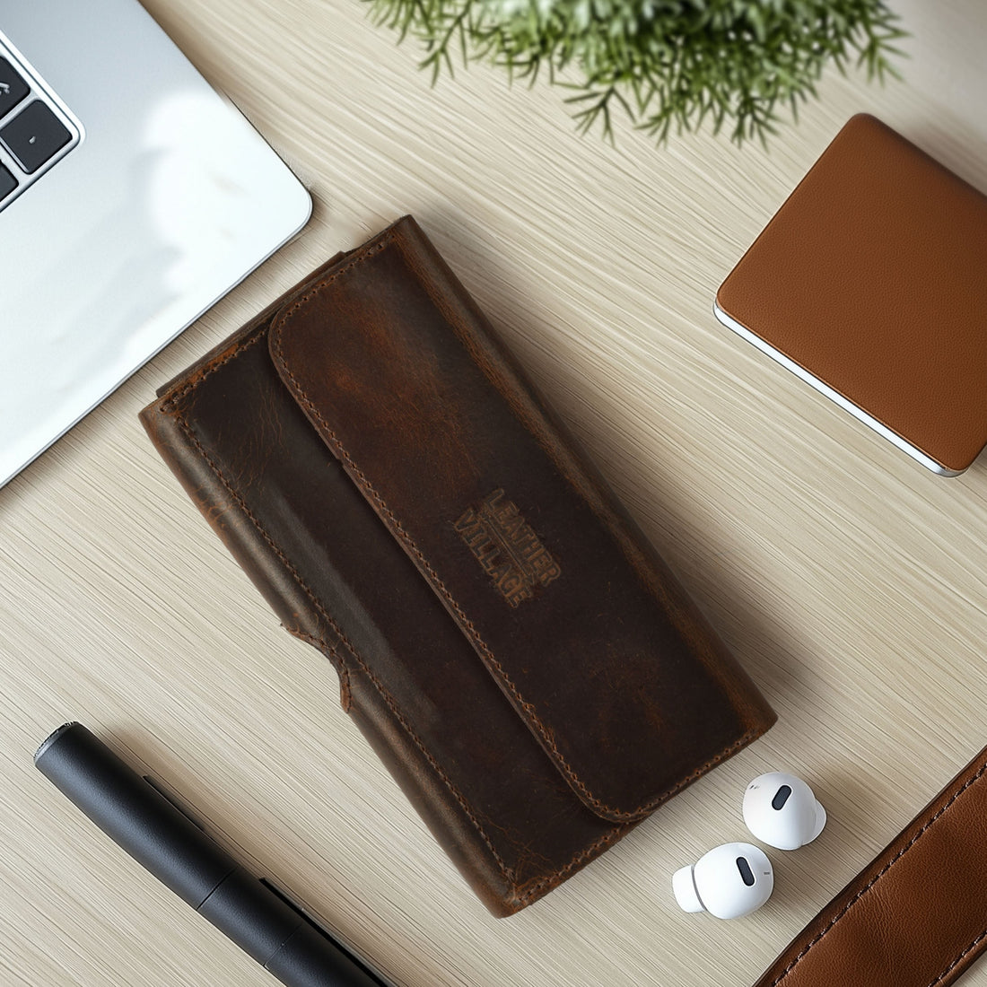 Leather Phone Holster Belt Clip Style for Men – Cell Phone Holsters Leather Belt Pouch – Horizontal Cell Phone Holder for Belt with Magnet Closure – Leather Cell Phone Holder for Belt