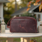 Cherry Leather Toiletry Bag for Travel