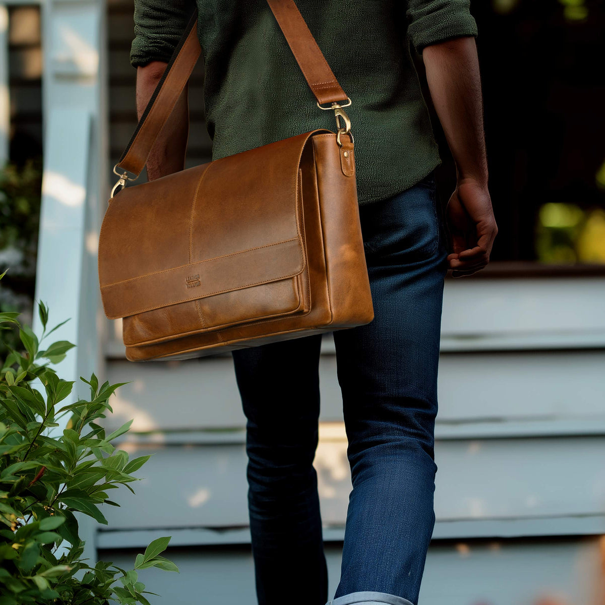 Vintage Handmade Leather Satchel Bag- 15.5 Inch Laptop Messenger Bag, Briefcase Shoulder Bag for Men & Women