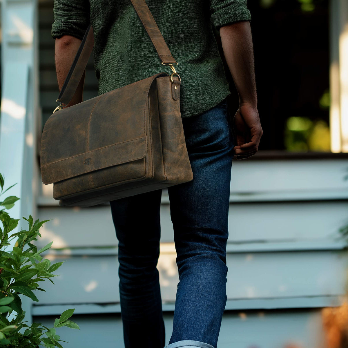 Vintage Handmade Leather Satchel Bag- 15.5 Inch Laptop Messenger Bag, Briefcase Shoulder Bag for Men & Women
