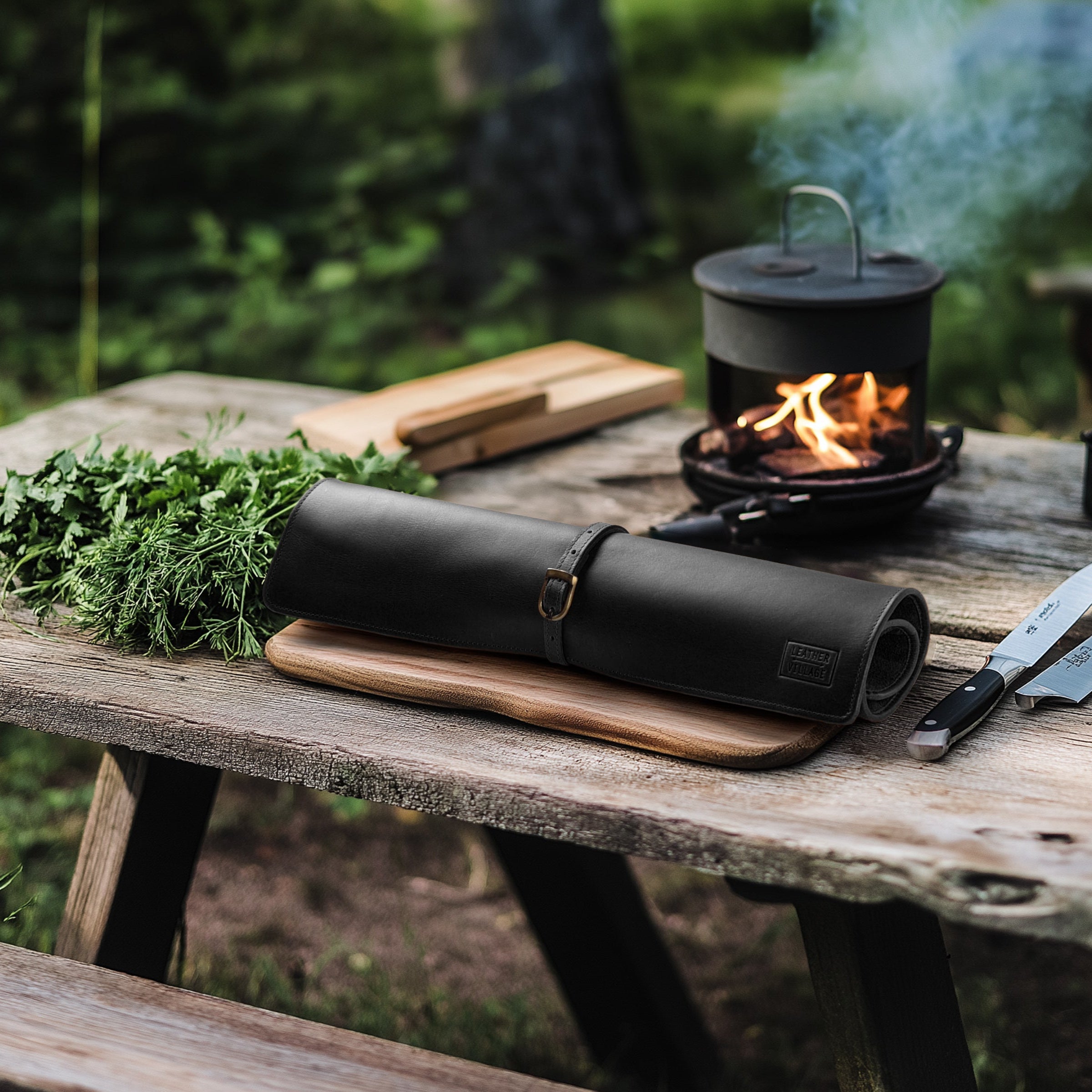 Genuine Leather Knife Roll Bag – Professional Chef Carrying Case, Durable Sheath Holder, Cooks & Culinary Tools Organizer, Portable Travel Storage with 4 Slots & Zipper