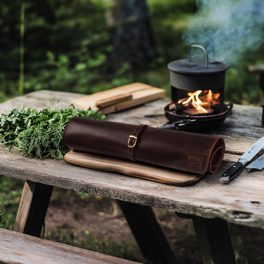 Genuine Leather Knife Roll Bag – Professional Chef Carrying Case, Durable Sheath Holder, Cooks & Culinary Tools Organizer, Portable Travel Storage with 4 Slots & Zipper