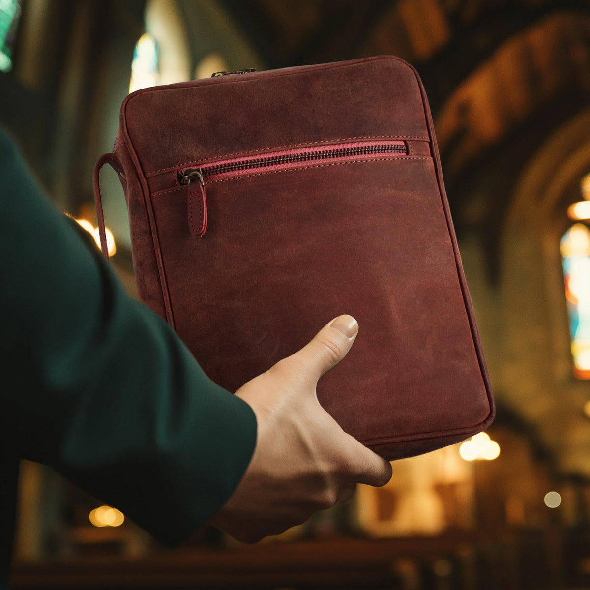 Handmade Vintage Leather Bible Cover for Men & Women - Large Protective Bible Case & Organizer for Church, Travel & Study Christian Religious Antique Bookmark