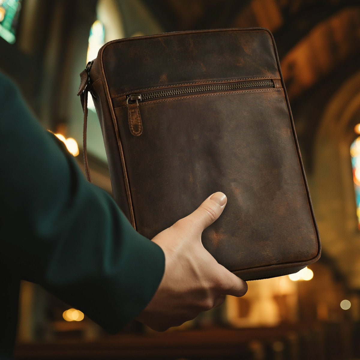 Handmade Vintage Leather Bible Cover for Men & Women - Large Protective Bible Case & Organizer for Church, Travel & Study Christian Religious Antique Bookmark