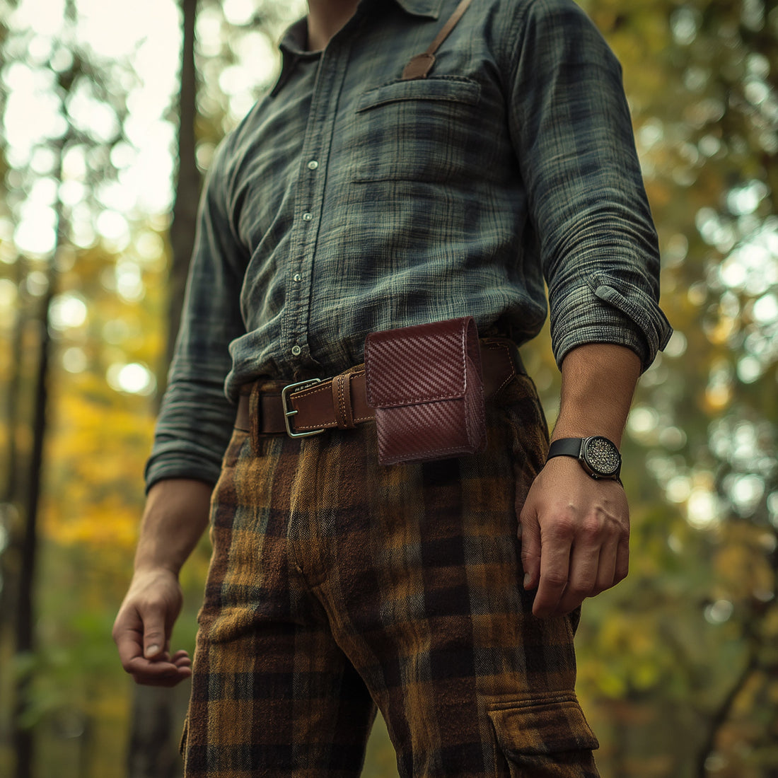 Carbon Fiber Genuine Leather Flip Phone Holster with Belt Clip Universal Cell Phone Pouch for Samsung Galaxy Z Flip 6/Z 5/ Galaxy Z 4/ Z 3 5G/ Motorola Moto Razr 2024