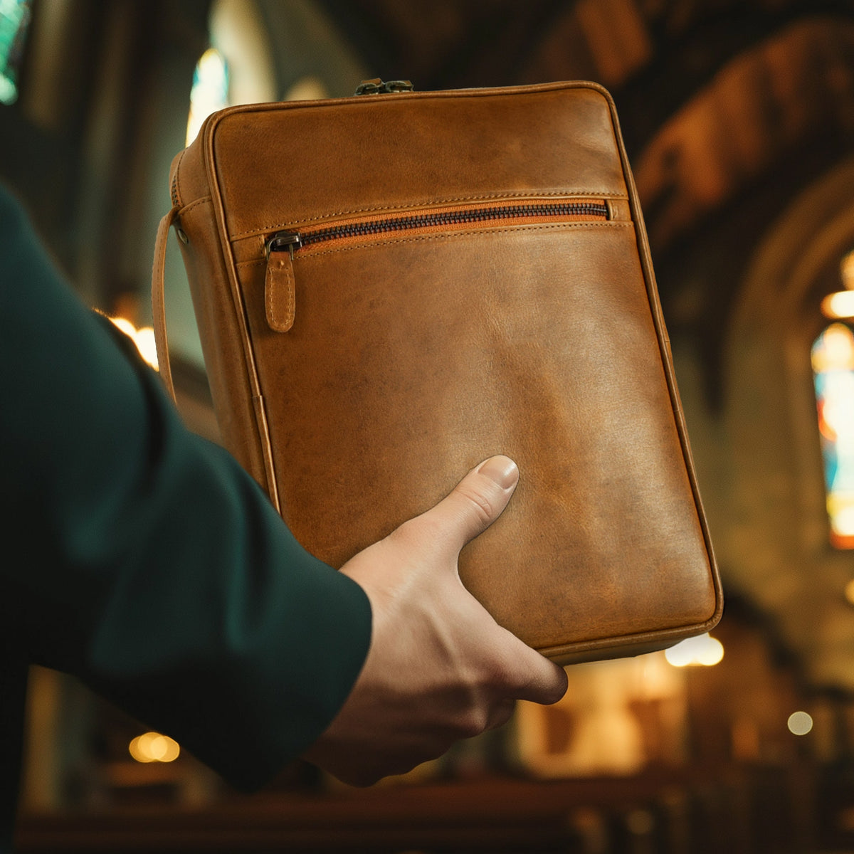 Handmade Vintage Leather Bible Cover for Men & Women - Large Protective Bible Case & Organizer for Church, Travel & Study Christian Religious Antique Bookmark