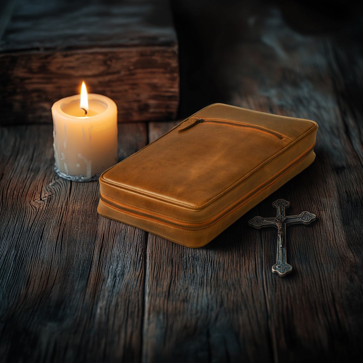 Handmade Vintage Leather Bible Cover for Men & Women - Large Protective Bible Case & Organizer for Church, Travel & Study Christian Religious Antique Bookmark