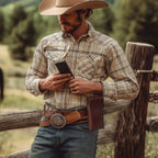 Genuine Carbon Leather Phone Holster - Brown Leather Village