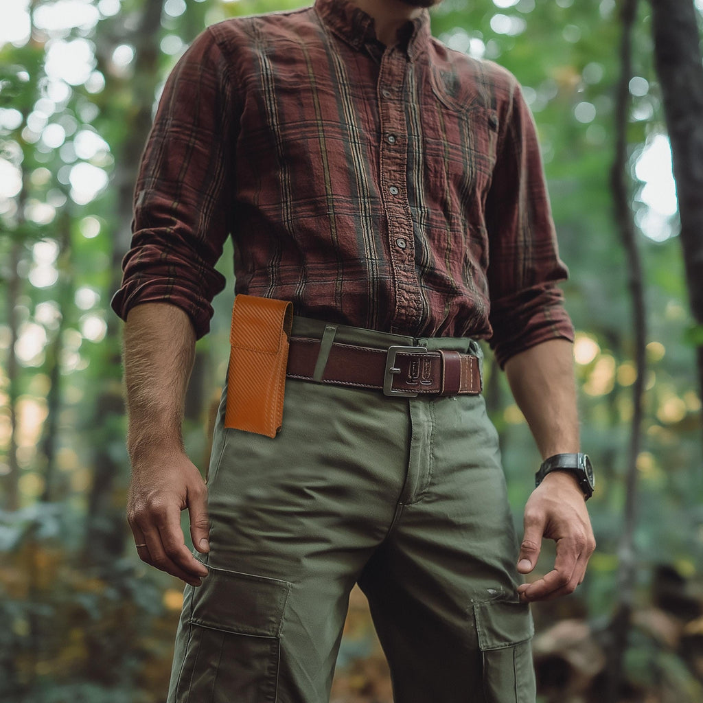 Genuine Carbon Leather Phone Holster - Tan Leather Village