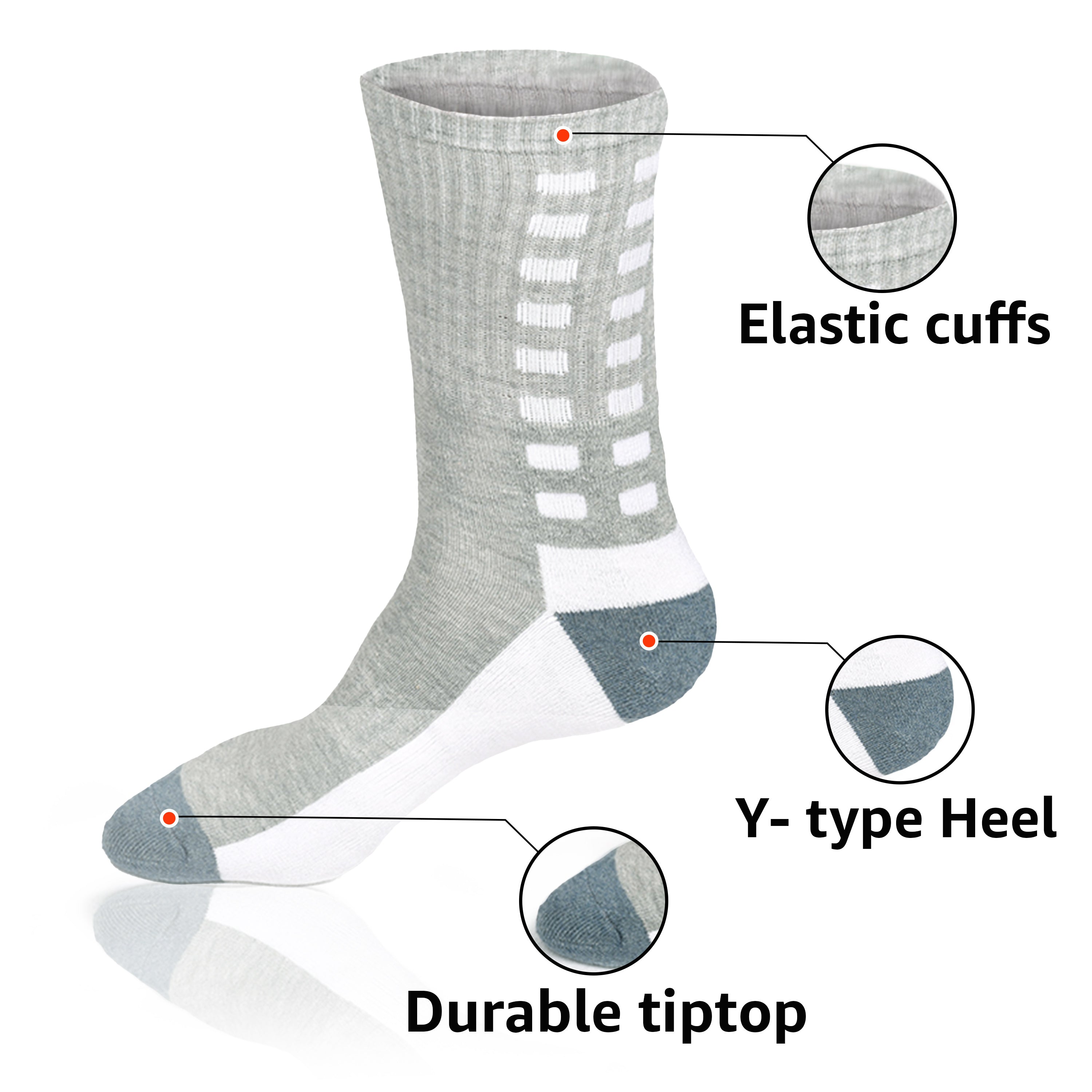 Grip Socks - Non-Slip Cushioned Comfort, Arch Support, Moisture-Wicking Running Socks for Men & Women Pack of 3