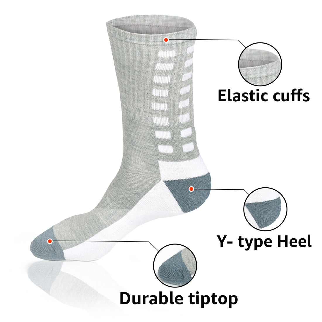 Grip Socks - Non-Slip Cushioned Comfort, Arch Support, Moisture-Wicking Running Socks for Men & Women Pack of 3