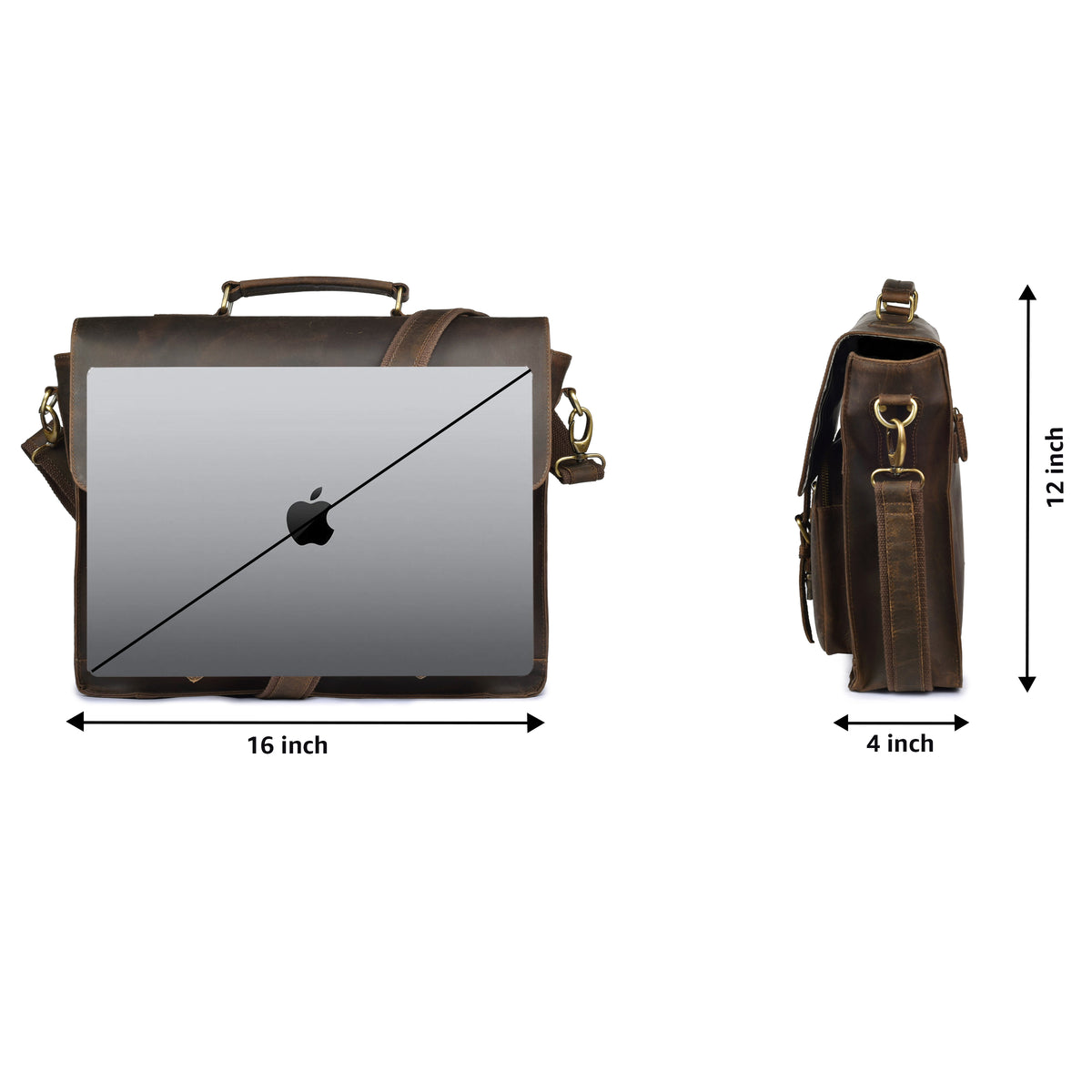 Rustic Leather Messenger Bag – 16” Handmade Vintage Laptop Satchel for Men & Women, Briefcase for Work/Travel
