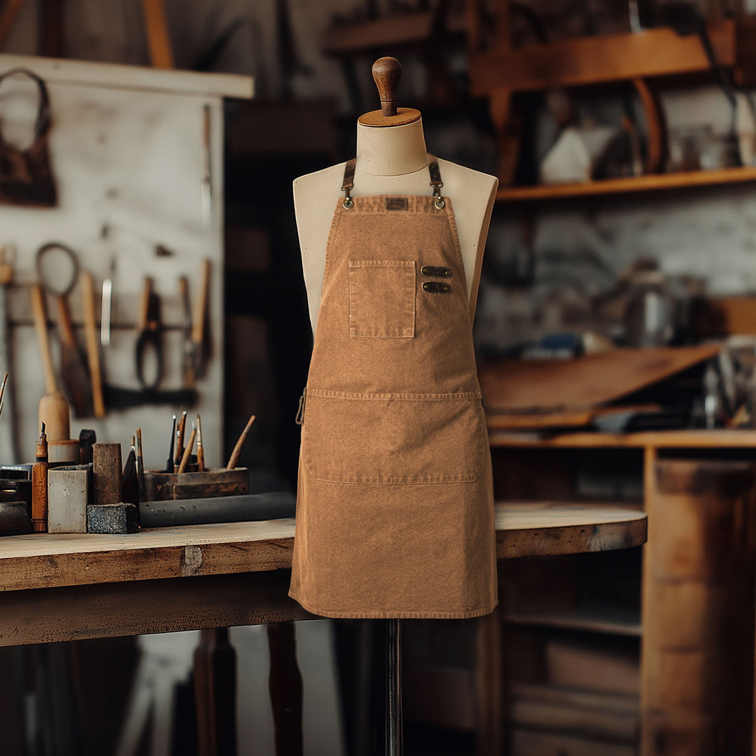 Chef Aprons for Men Women with Large Pockets, Cotton Canvas Cross Back Adjustable Work Apron, Size M to XXL