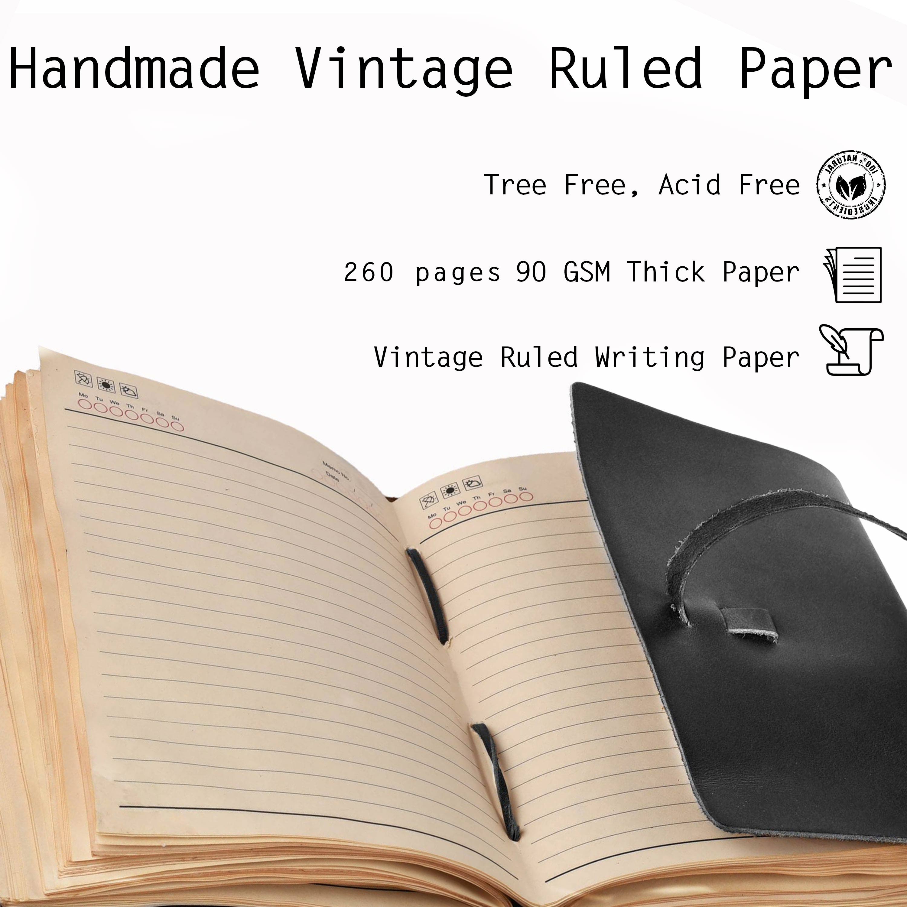 Leather Bound Journal - Vintage Lined Paper - 260 Antique Pages