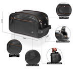 Black Leather Toiletry Bag for Travel