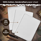 WHITE WATERCOLOR PAPER - 150 GSM THICK 50 SHEETS