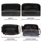 Black Leather Toiletry Bag for Travel