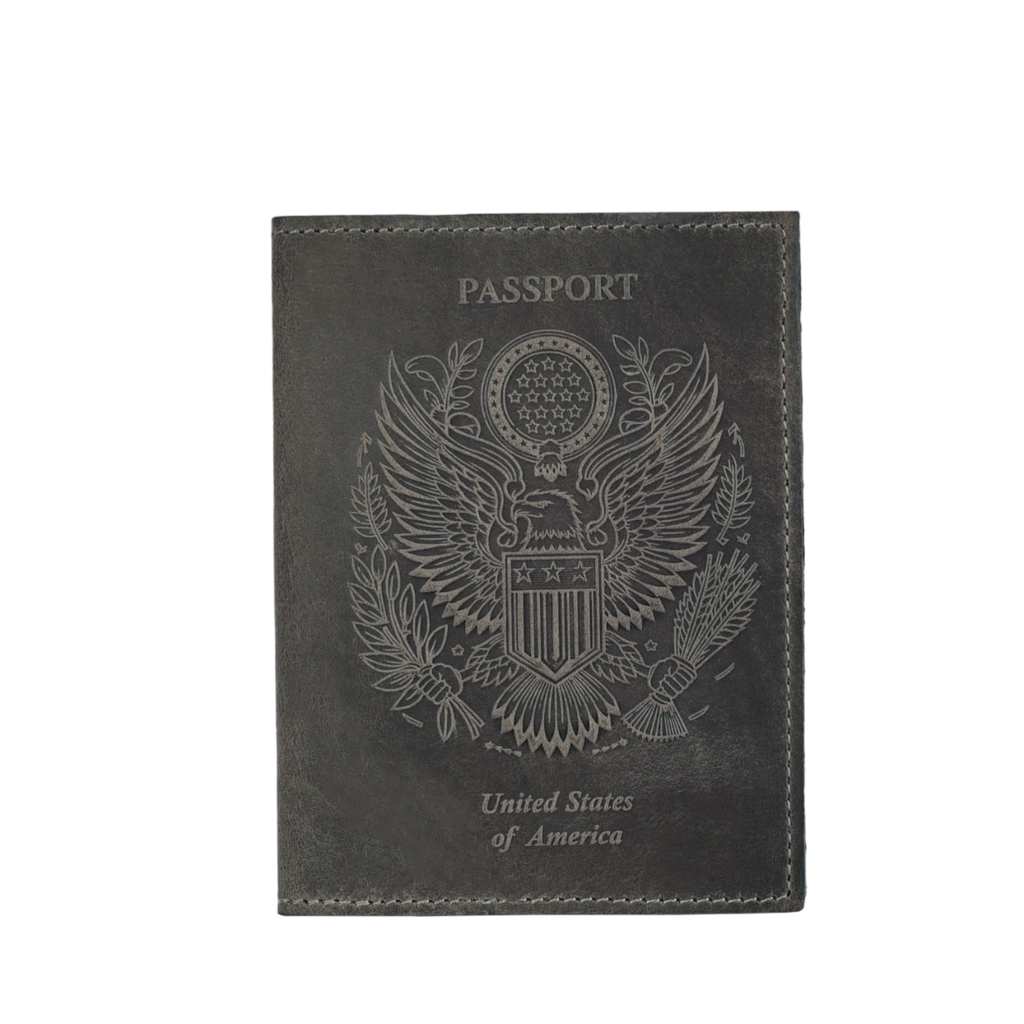 Leather Village black genuine leather passport cover slim wallet