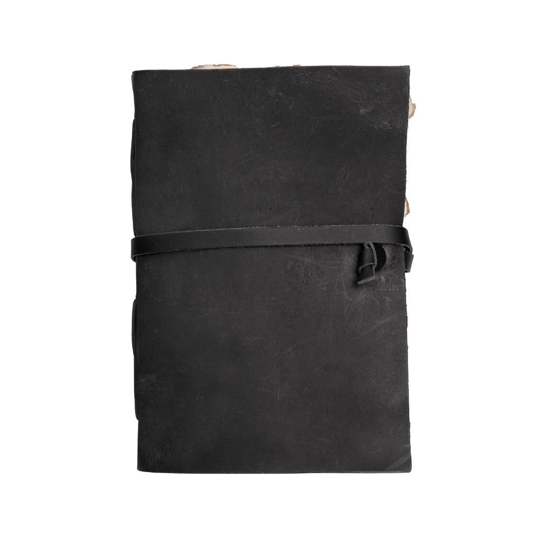 Leather Village black antique leather bound notebook