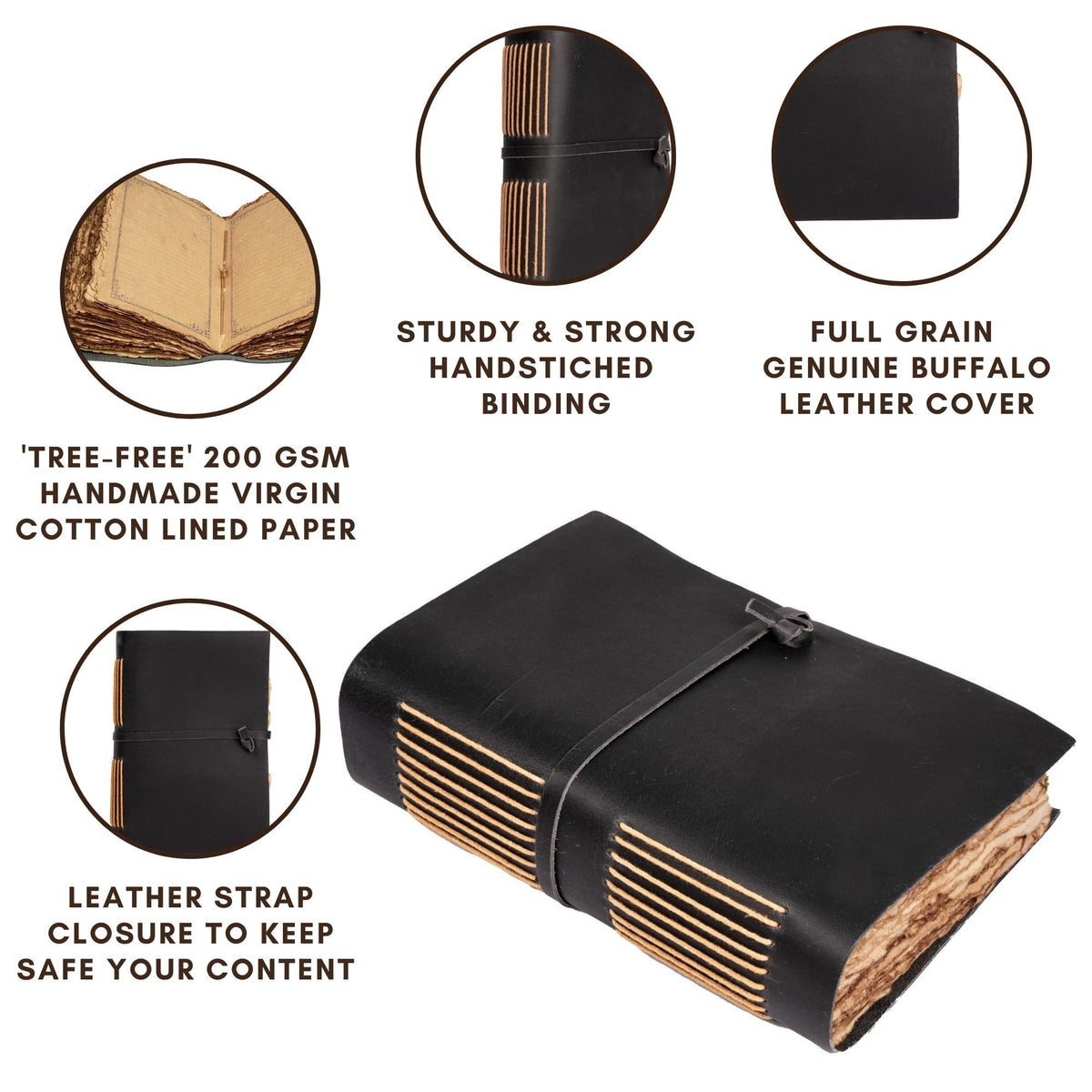 Leather Village black colour leather journal product key features