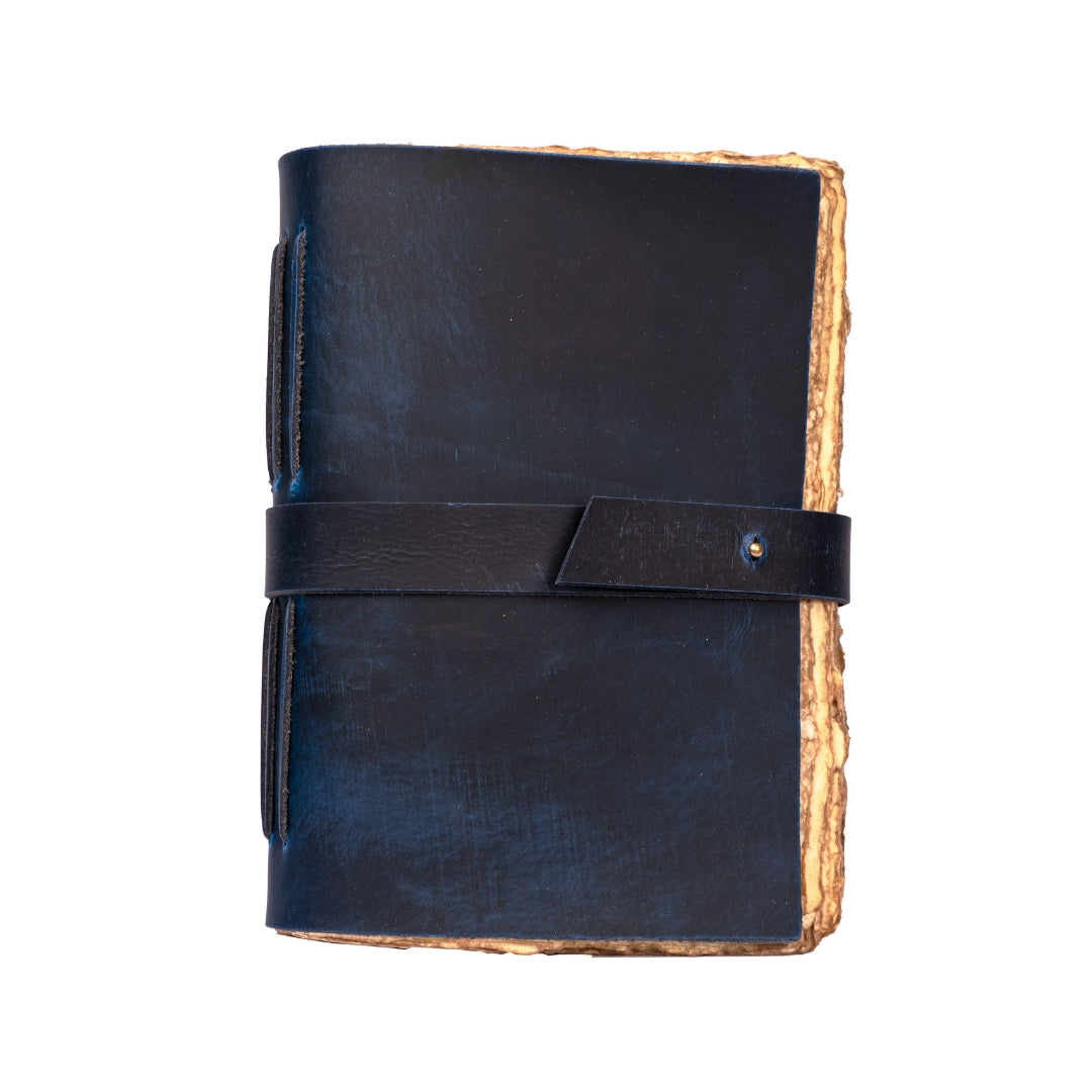 Leather Village blue deckle edge diary